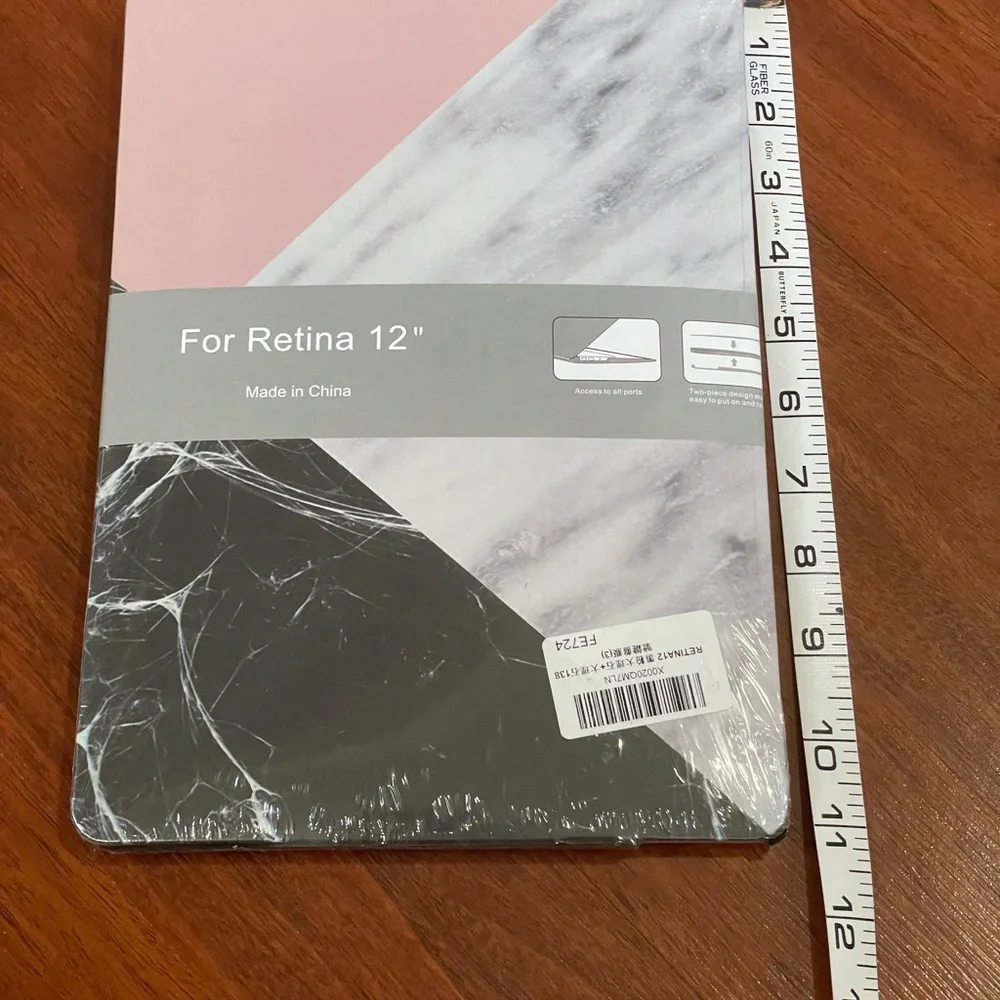 MacBook Retina 12 case two piece thin lightweight pink black gray marble design